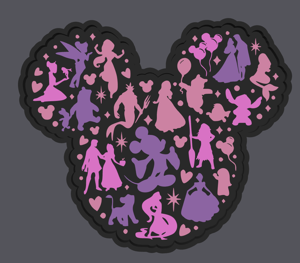 Princess Silhouette Trinket Tray – Digital STL & 3MF File – 3D Print Jewelry Tray – Mouse Head Princess Decor – Digital Download ONLY