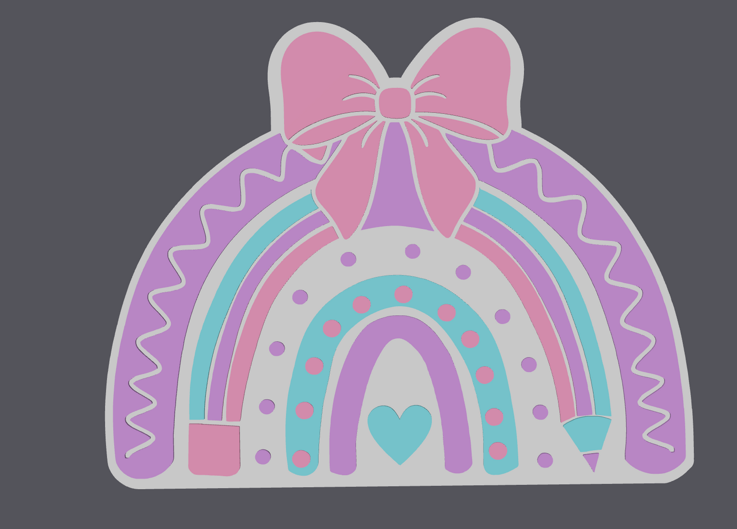 Rainbow Pencil Holder STL File | Bow Rainbow Pen Holder 3D Print | Cute Desk Organizer for Kids | Teacher Desk Decor | Digital Download STL 3MF