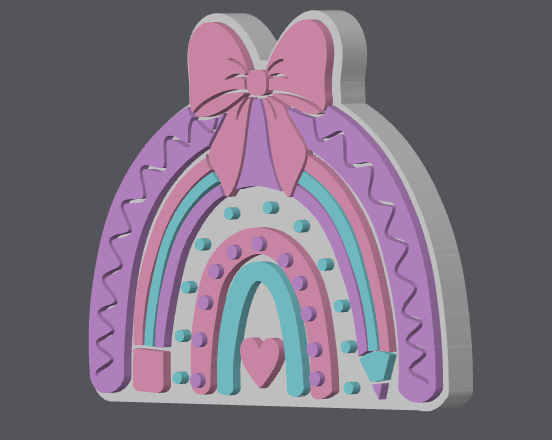 Rainbow Badge Reel STL File | Bow Rainbow Badge Reel Topper | Cute Nurse Badge Reel Embellishment | Teacher Badge Reel 3D Print | Digital Download STL 3MF
