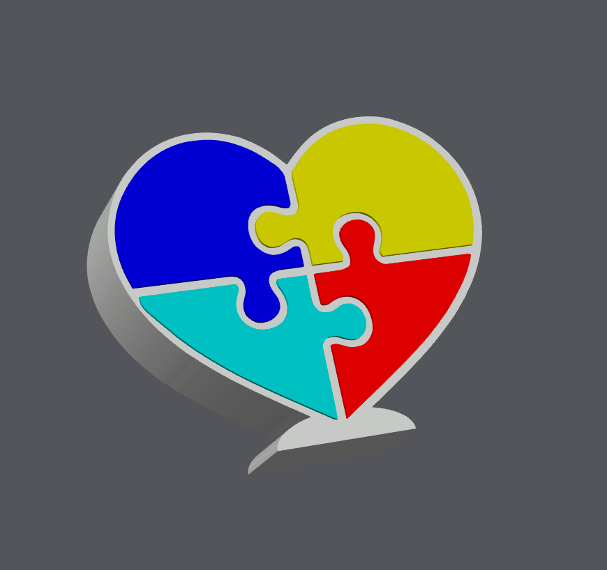 Autism Puzzle Heart Pen Holder STL & 3MF | Autism Awareness Desk Organizer | Neurodiversity Desk Decor | 3D Print File | Digital Download