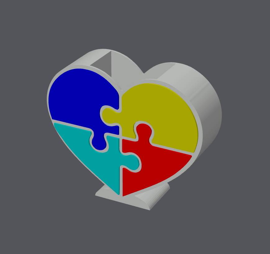 Autism Puzzle Heart Pen Holder STL & 3MF | Autism Awareness Desk Organizer | Neurodiversity Desk Decor | 3D Print File | Digital Download