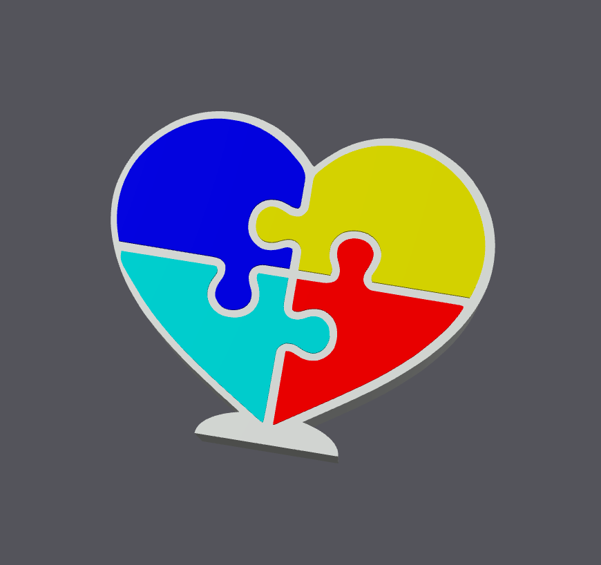Autism Puzzle Heart Pen Holder STL & 3MF | Autism Awareness Desk Organizer | Neurodiversity Desk Decor | 3D Print File | Digital Download