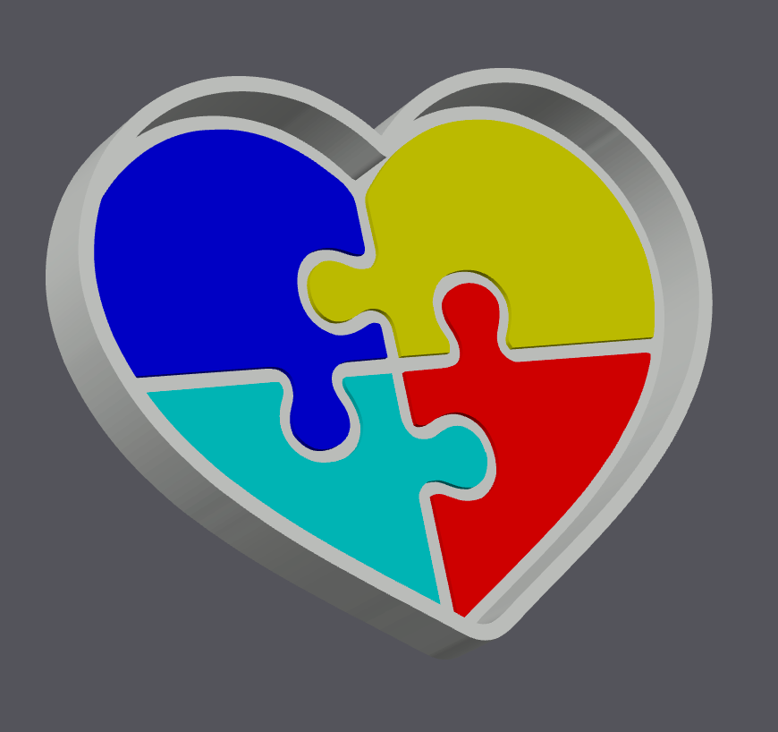 Autism Puzzle Heart Trinket Tray STL & 3MF | Autism Awareness Catch All Tray | Neurodiversity Desk Decor | 3D Print File