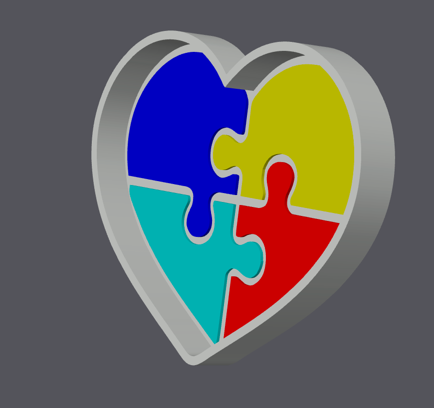 Autism Puzzle Heart Trinket Tray STL & 3MF | Autism Awareness Catch All Tray | Neurodiversity Desk Decor | 3D Print File