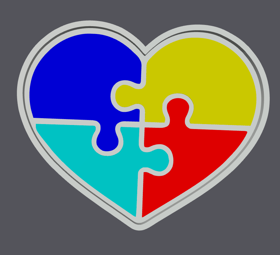 Autism Puzzle Heart Trinket Tray STL & 3MF | Autism Awareness Catch All Tray | Neurodiversity Desk Decor | 3D Print File
