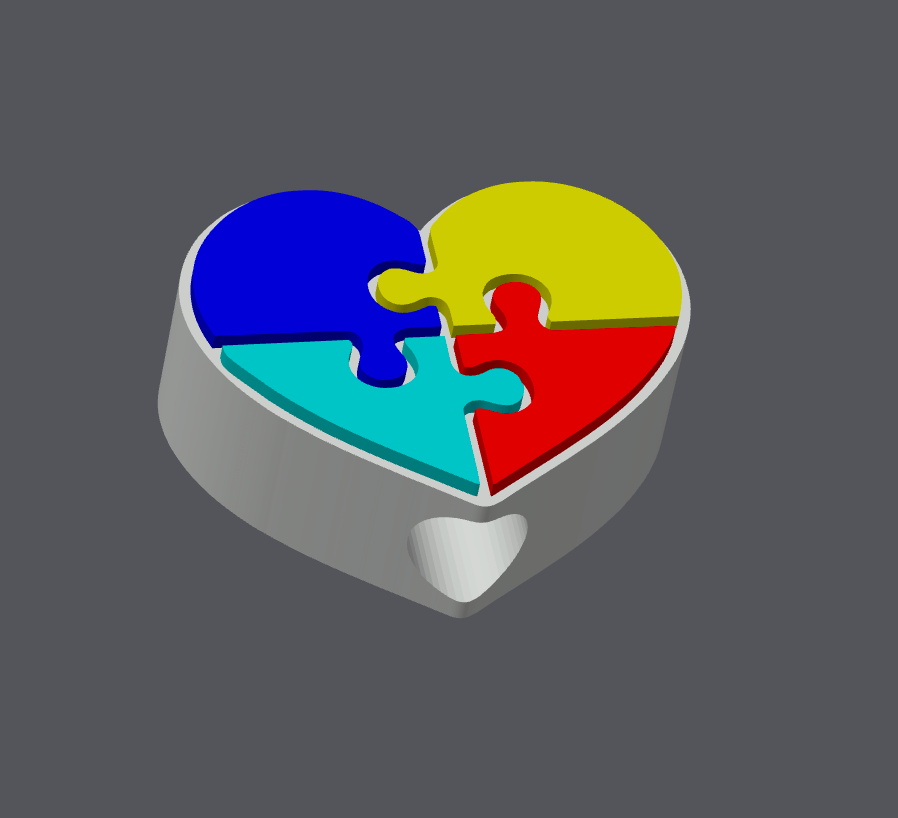 Autism Puzzle Heart Straw Topper STL & 3MF | Autism Awareness Cup Charm | Stanley Straw Topper | 3D Print File