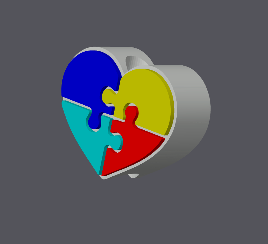 Autism Puzzle Heart Straw Topper STL & 3MF | Autism Awareness Cup Charm | Stanley Straw Topper | 3D Print File