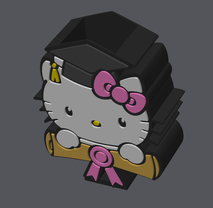 Hello Kitty Graduation Pen Holder STL & 3MF | Cute Grad Desk Organizer 3D Print File | Graduation Gift | Digital Download