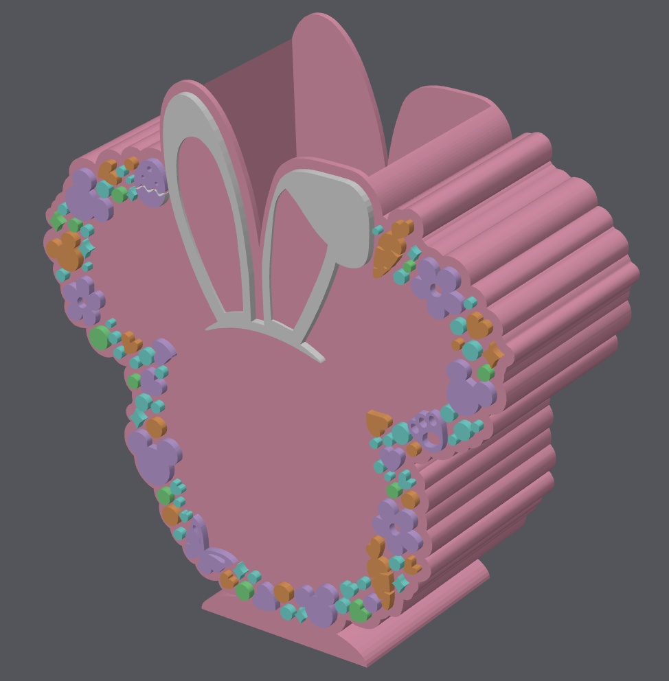 Easter Bunny Mouse Pen Holder STL | Cute Desk Organizer 3D Print File | Bunny Ear Pencil Holder | Digital Download