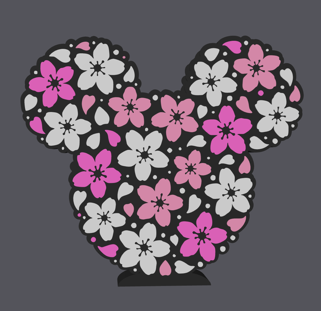 Cherry Blossom Mouse Pen Holder STL & 3MF | Floral Desk Organizer 3D Print File | Cute Spring Decor | Digital Download