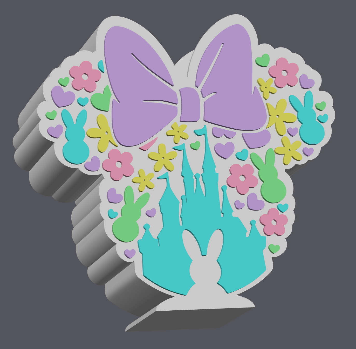 Easter Bunny Bow Mouse Pen Holder STL | Cute Spring Desk Organizer 3D Print File | Bunny & Floral Design | Digital Download