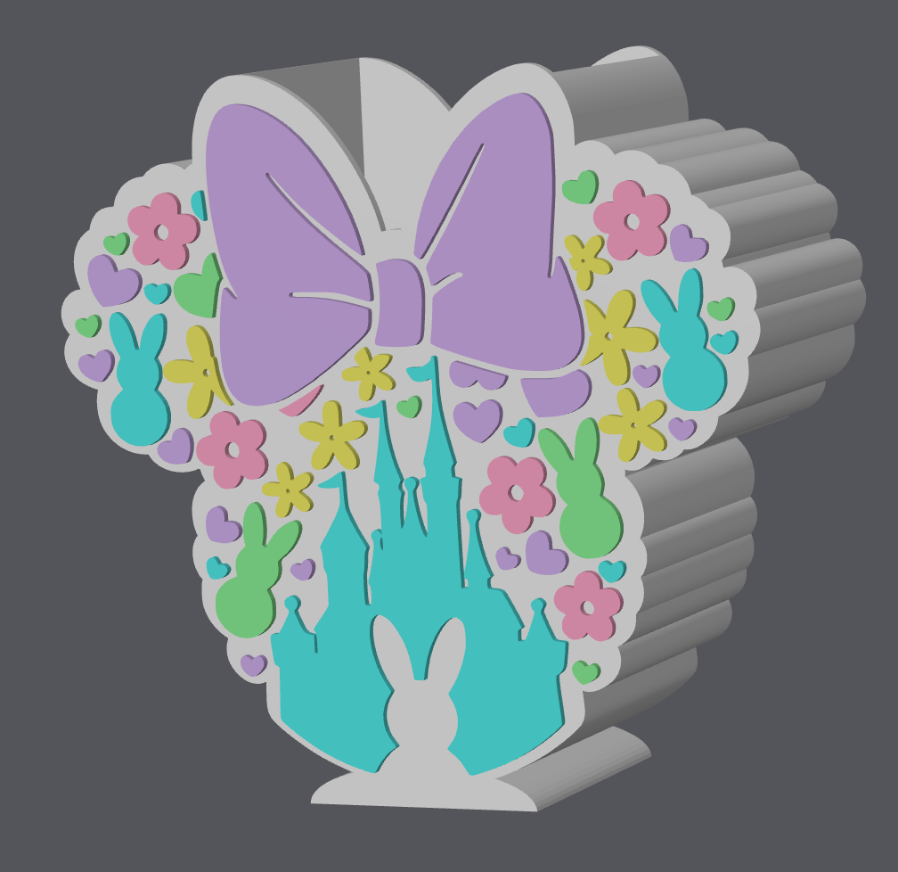 Easter Bunny Bow Mouse Pen Holder STL | Cute Spring Desk Organizer 3D Print File | Bunny & Floral Design | Digital Download