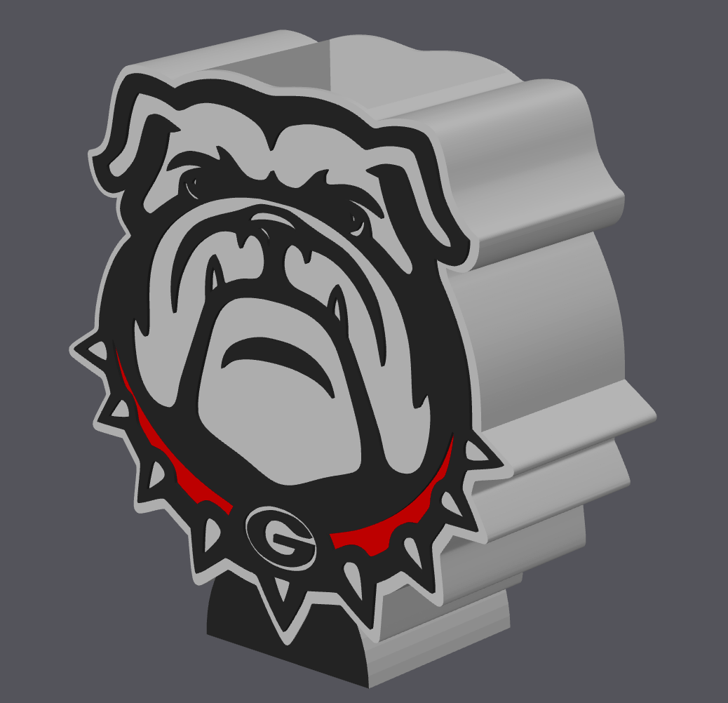 Georgia Bulldogs Pen Holder STL & 3MF | UGA Desk Organizer 3D Print File | Bulldog Pencil Holder | Digital Download