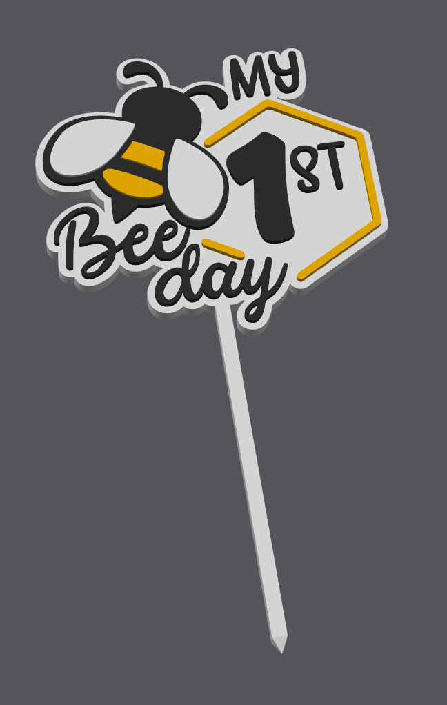 My 1st Bee Day Cake Topper STL & 3MF File | First Birthday Cake Topper | Bee Theme Party Decor | 3D Print File | Digital Download