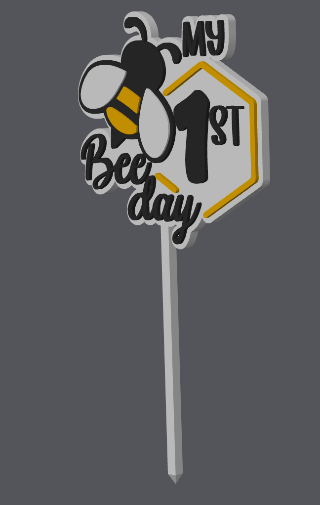 My 1st Bee Day Cake Topper STL & 3MF File | First Birthday Cake Topper | Bee Theme Party Decor | 3D Print File | Digital Download