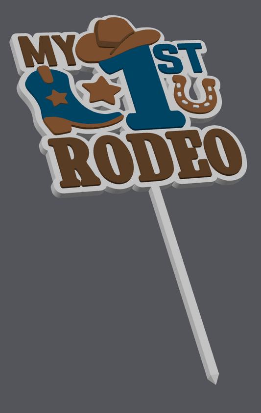 My 1st Rodeo Cake Topper STL & 3MF File | First Birthday Cake Topper | Western Cowboy Theme | 3D Print File | Digital Download
