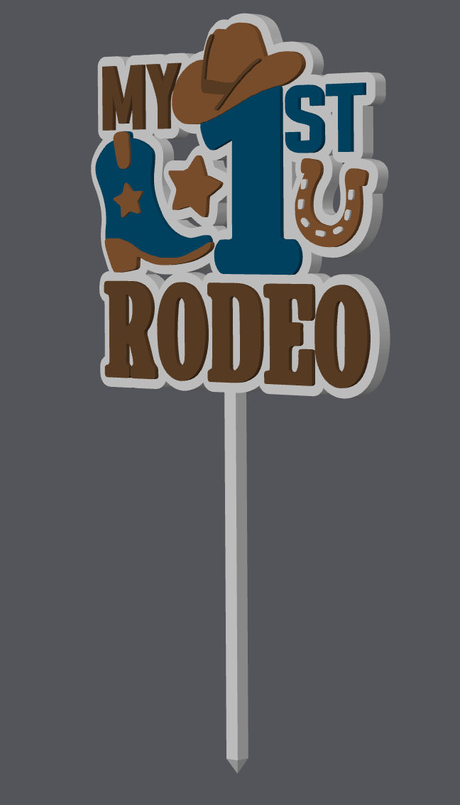 My 1st Rodeo Cake Topper STL & 3MF File | First Birthday Cake Topper | Western Cowboy Theme | 3D Print File | Digital Download