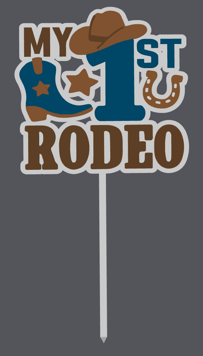 My 1st Rodeo Cake Topper STL & 3MF File | First Birthday Cake Topper | Western Cowboy Theme | 3D Print File | Digital Download