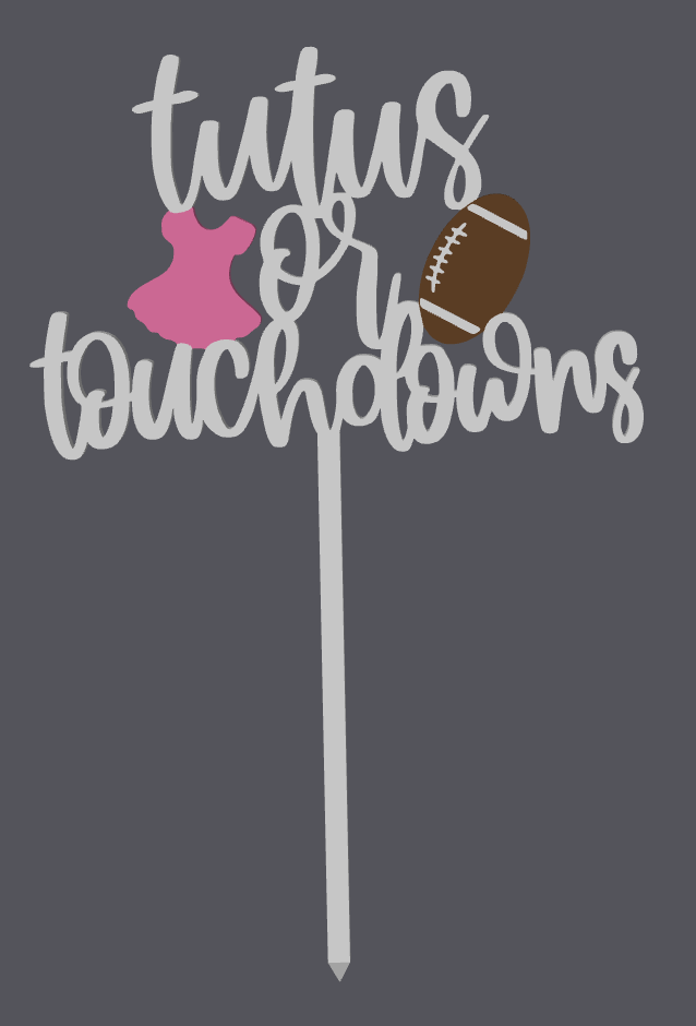 Tutus or Touchdowns Cake Topper STL & 3MF File | Gender Reveal Cake Topper | Baby Shower Decor | 3D Print File | Digital Download