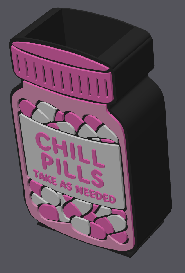 Chill Pills Pen Holder STL & 3MF File | Funny Desk Organizer | Take As Needed | Cute Office Decor | 3D Print File | Digital Download