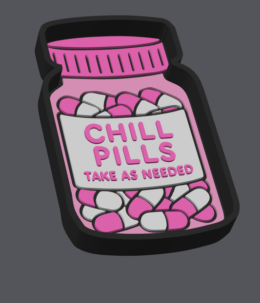 Chill Pills Trinket Tray STL & 3MF File | Funny Catch All Tray | Take As Needed | Desk Organizer | 3D Print File | Digital Download