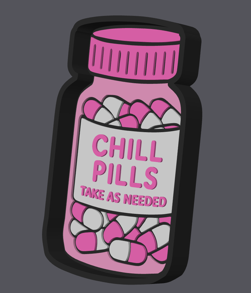 Chill Pills Trinket Tray STL & 3MF File | Funny Catch All Tray | Take As Needed | Desk Organizer | 3D Print File | Digital Download