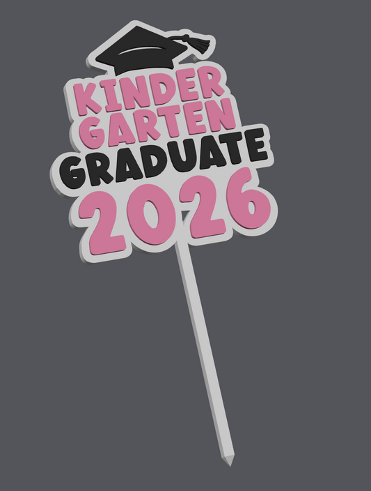 Kindergarten Graduate 2026 Cake Topper – Digital File (STL & 3MF)
