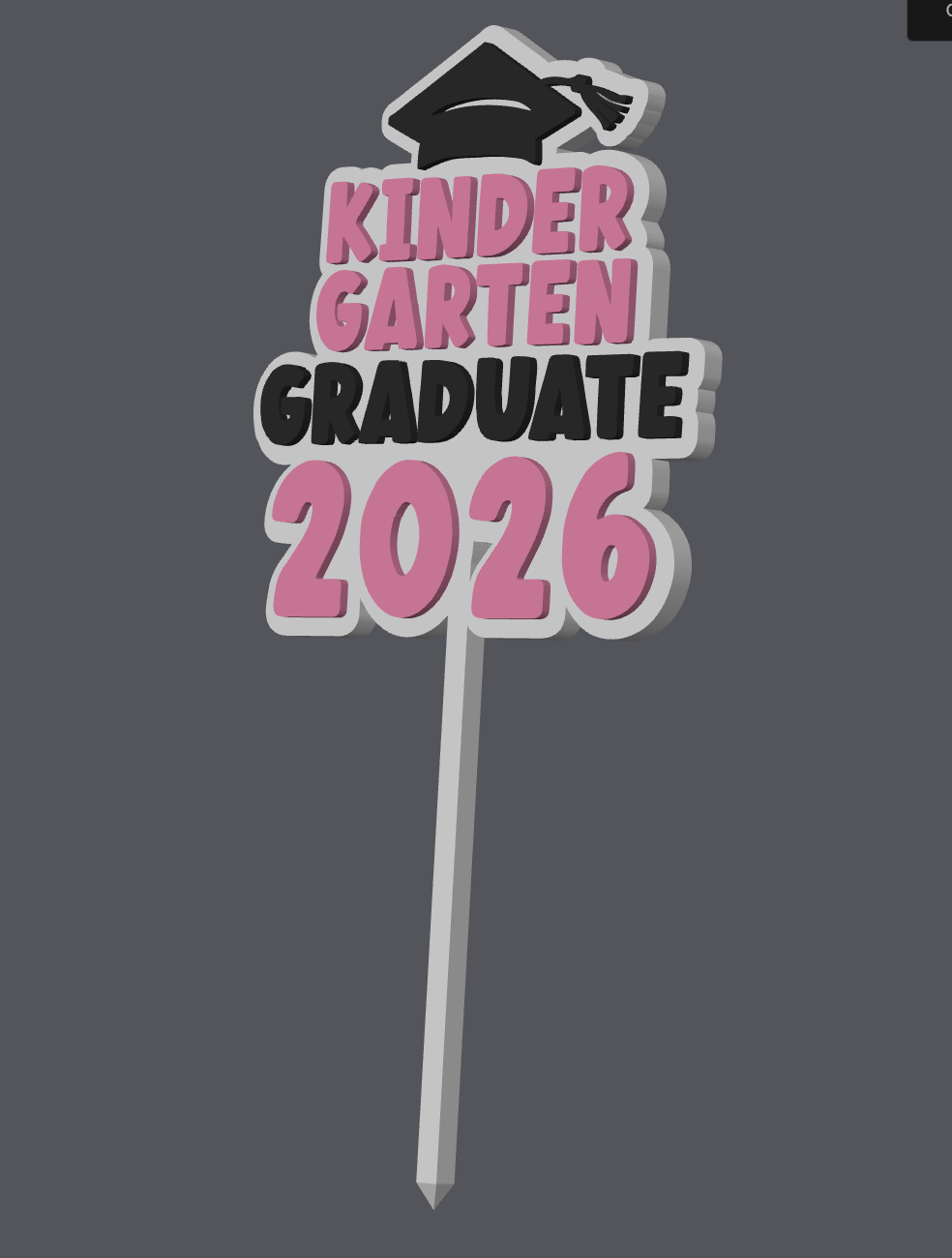 Kindergarten Graduate 2026 Cake Topper – Digital File (STL & 3MF)