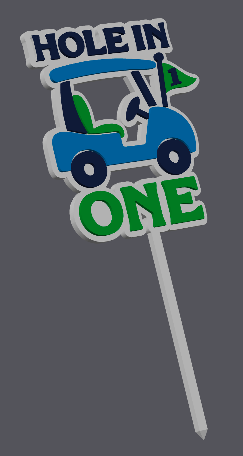 “Hole in ONE” Cake Topper – Golf 1st Birthday Digital File (STL & 3MF)