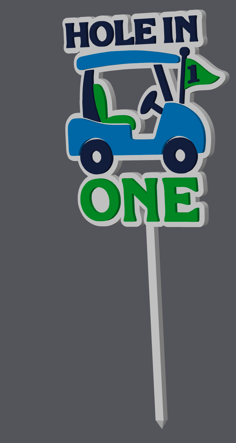 “Hole in ONE” Cake Topper – Golf 1st Birthday Digital File (STL & 3MF)