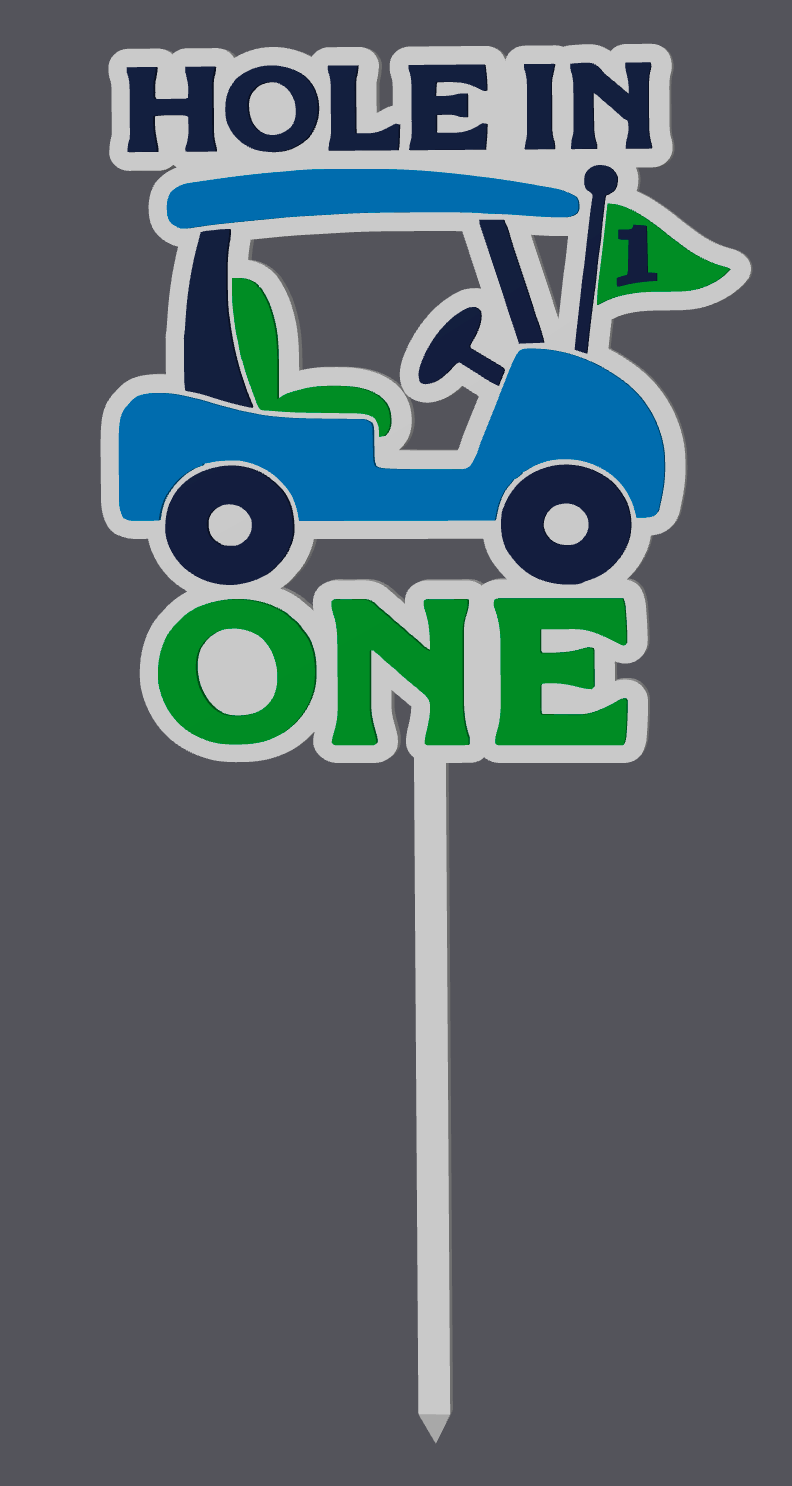 “Hole in ONE” Cake Topper – Golf 1st Birthday Digital File (STL & 3MF)