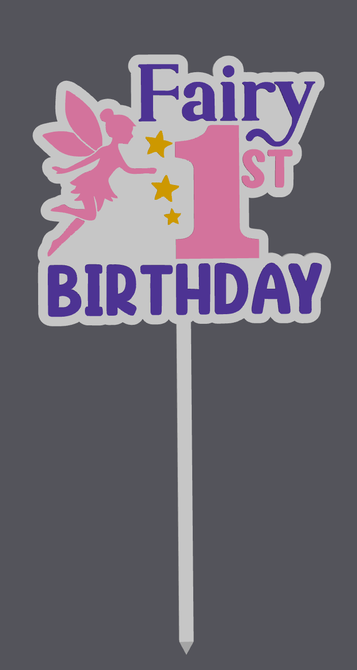 Fairy 1st Birthday Cake Topper – Digital File (STL & 3MF)