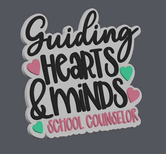 Guiding Hearts & Minds School Counselor Badge Reel Topper – Digital File (STL & 3MF)