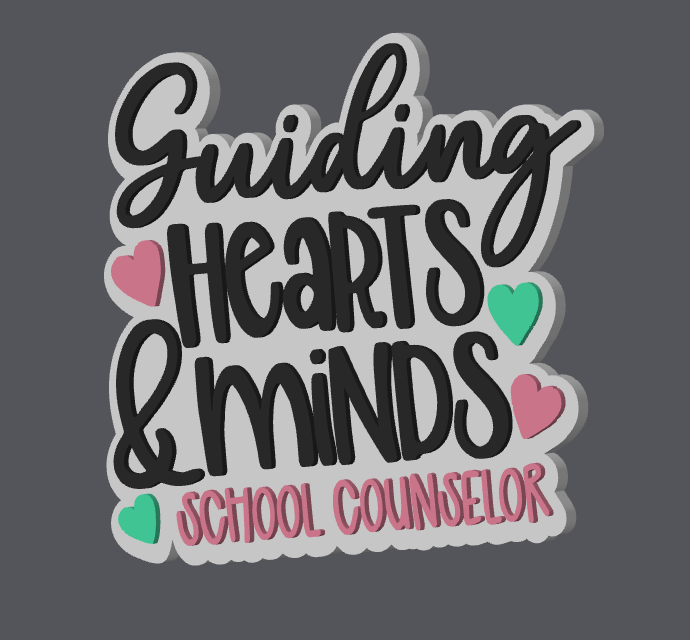 Guiding Hearts & Minds School Counselor Badge Reel Topper – Digital File (STL & 3MF)