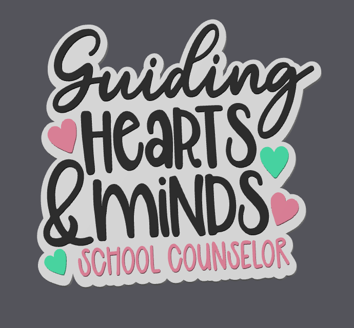 Guiding Hearts & Minds School Counselor Badge Reel Topper – Digital File (STL & 3MF)