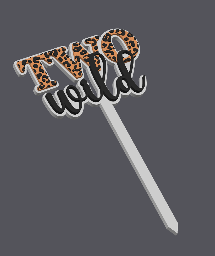 “TWO Wild” Cake Topper – 2nd Birthday Safari Theme Digital File (STL & 3MF)