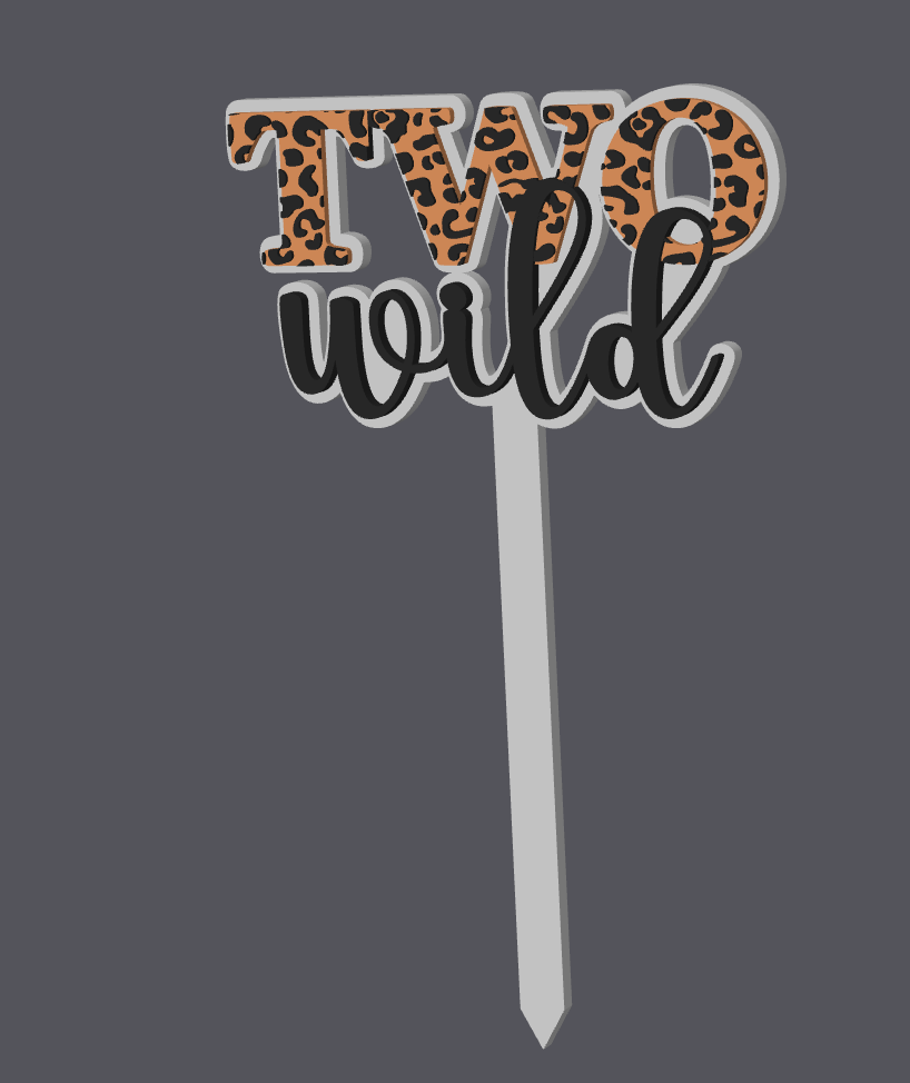 “TWO Wild” Cake Topper – 2nd Birthday Safari Theme Digital File (STL & 3MF)