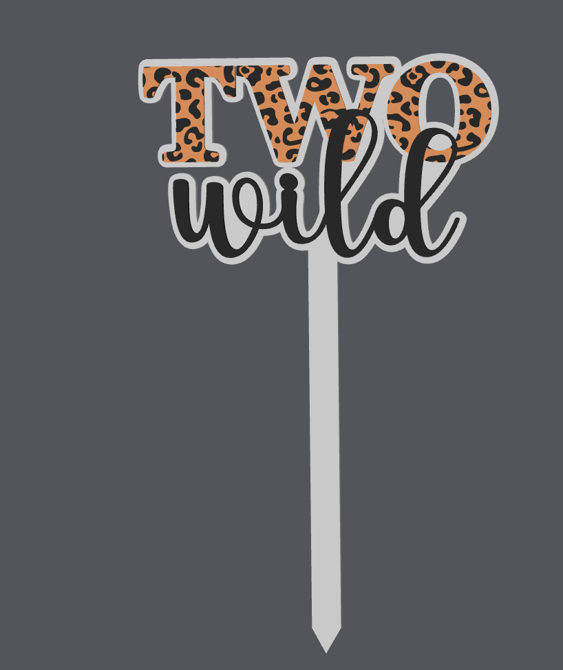 “TWO Wild” Cake Topper – 2nd Birthday Safari Theme Digital File (STL & 3MF)
