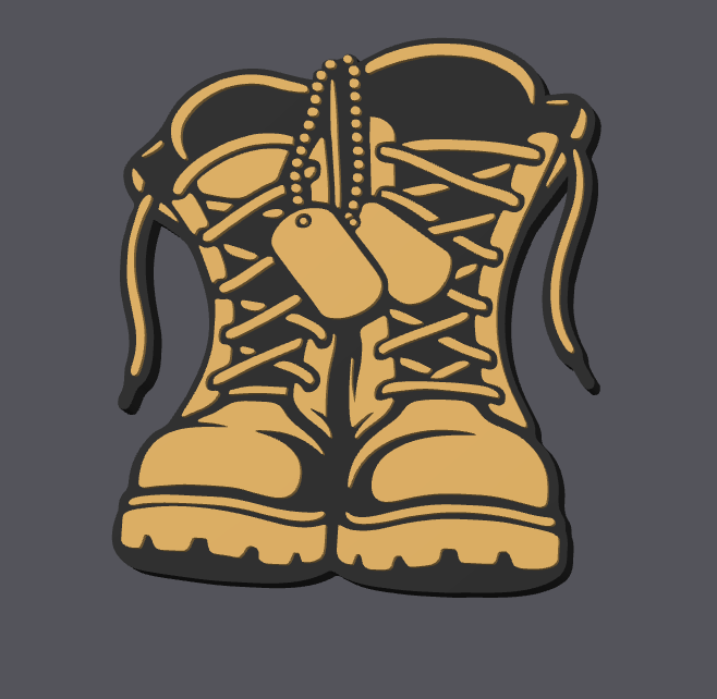Military Boots Badge Reel Embellishment – STL & 3MF Digital File | 3D Print File | Nurse Badge Reel | Veteran Gift