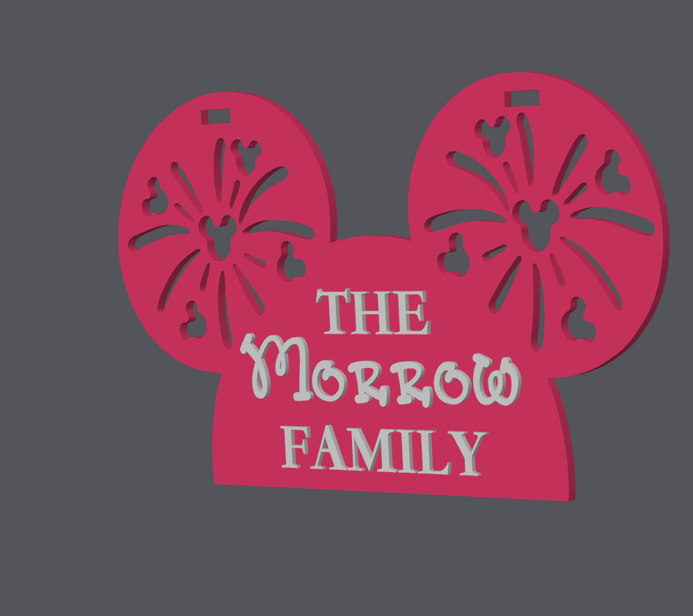 Mouse Ears Stroller Sign 3D Print File | Personalized Family Stroller Tag | STL & 3MF Digital Download