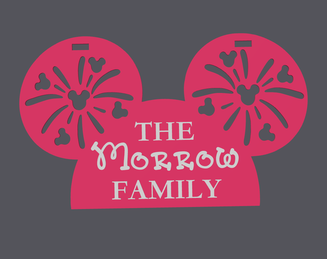 Mouse Ears Stroller Sign 3D Print File | Personalized Family Stroller Tag | STL & 3MF Digital Download