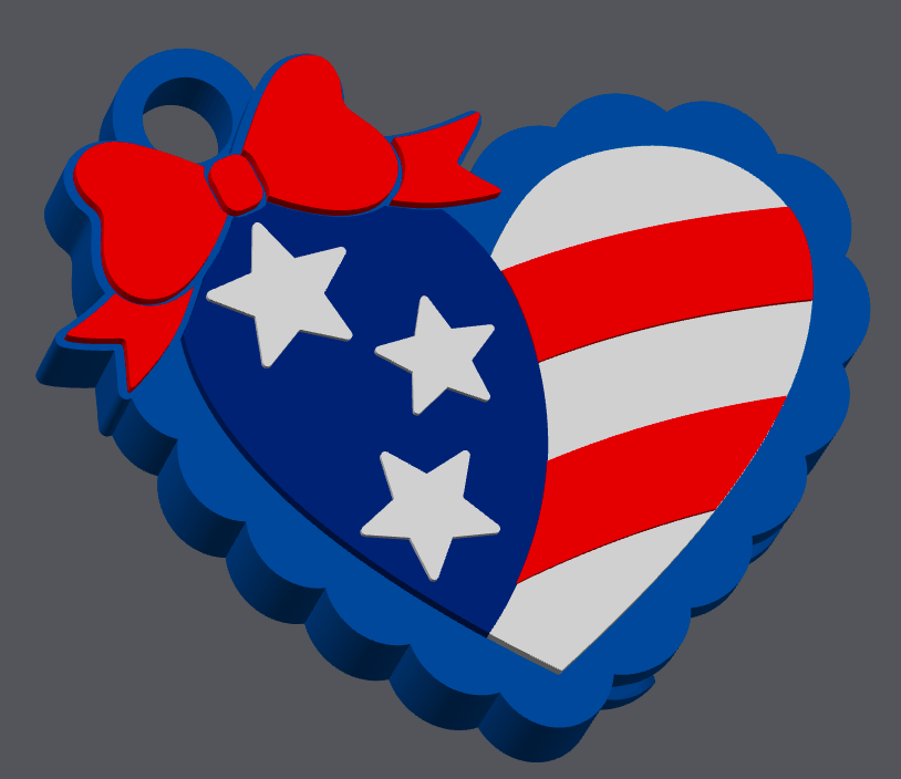 American Flag Heart Can Opener STL & 3MF File | Patriotic 3D Print | USA Flag Heart Keychain Can Opener | Digital Download ONLY