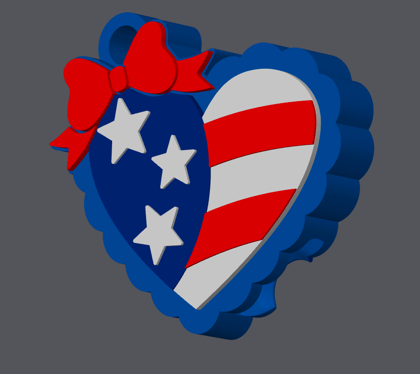 American Flag Heart Can Opener STL & 3MF File | Patriotic 3D Print | USA Flag Heart Keychain Can Opener | Digital Download ONLY