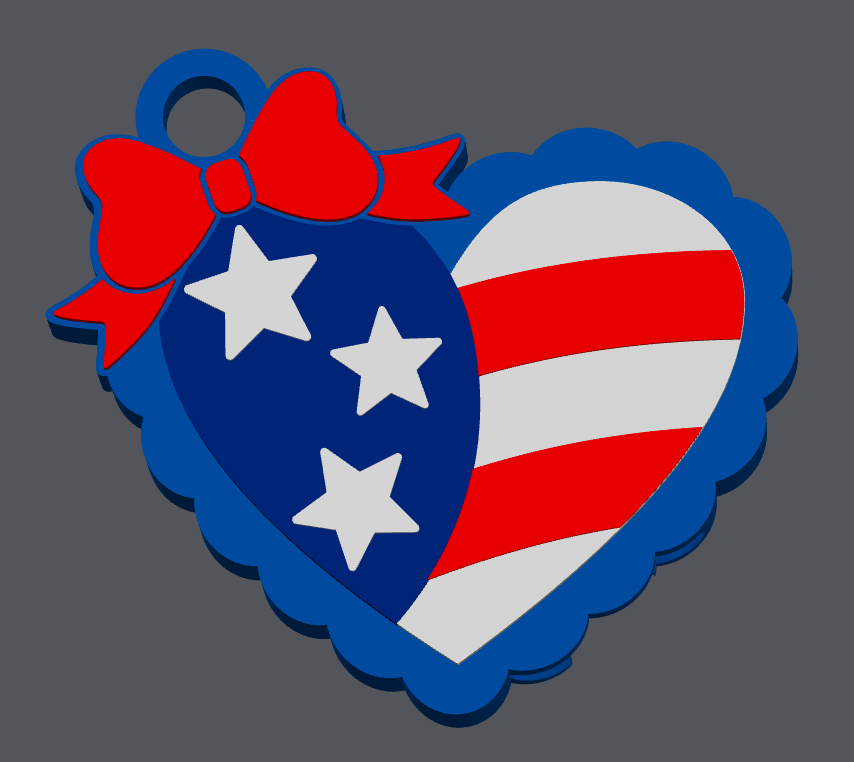 American Flag Heart Can Opener STL & 3MF File | Patriotic 3D Print | USA Flag Heart Keychain Can Opener | Digital Download ONLY