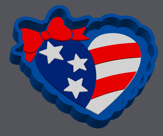 American Flag Heart Trinket Tray STL & 3MF File | Patriotic Jewelry Dish | USA Heart Decor | Digital Download