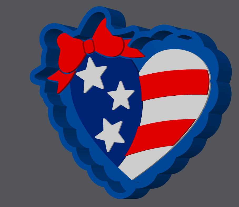 American Flag Heart Trinket Tray STL & 3MF File | Patriotic Jewelry Dish | USA Heart Decor | Digital Download