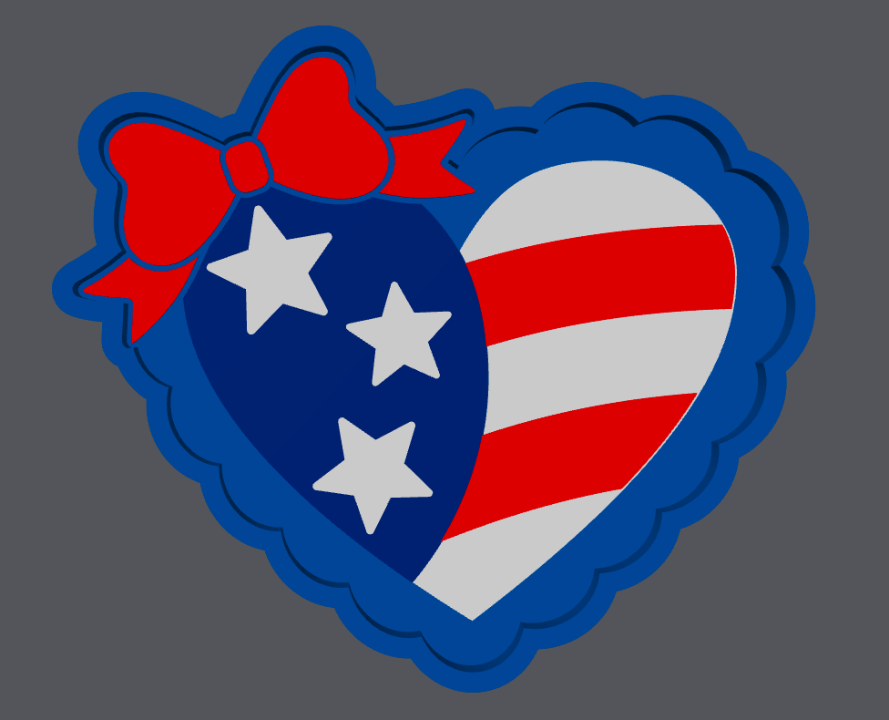 American Flag Heart Trinket Tray STL & 3MF File | Patriotic Jewelry Dish | USA Heart Decor | Digital Download
