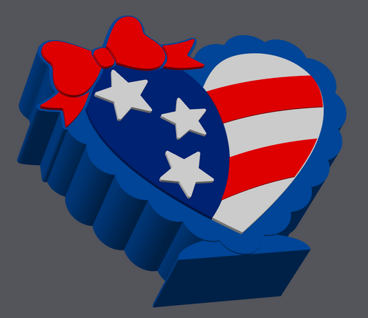 American Flag Heart Pen Holder STL & 3MF File | Patriotic Desk Organizer | USA Heart 3D Print | Digital Download