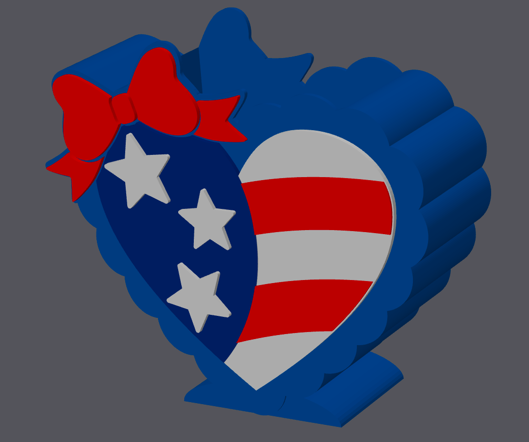 American Flag Heart Pen Holder STL & 3MF File | Patriotic Desk Organizer | USA Heart 3D Print | Digital Download