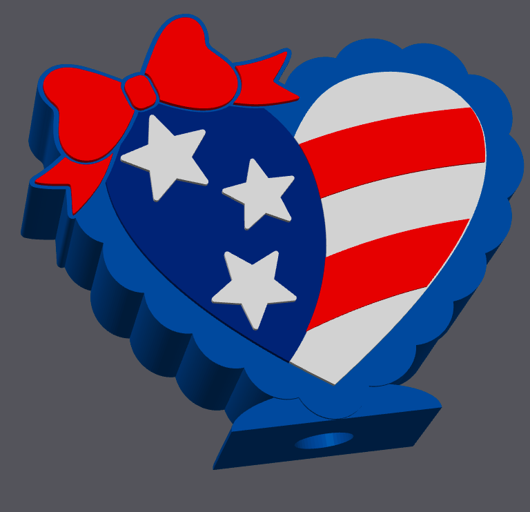 American Flag Heart Soap Holder STL & 3MF File | Patriotic Bathroom Decor | USA Heart Tray | Digital Download
